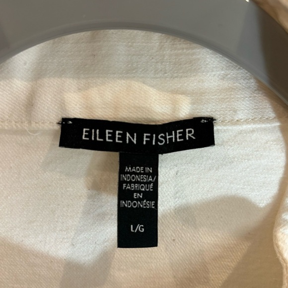 EILEEN FISHER Sz L Shirt Jacket Silver Toned Buttons Patch Pockets Unlined - Picture 4 of 14